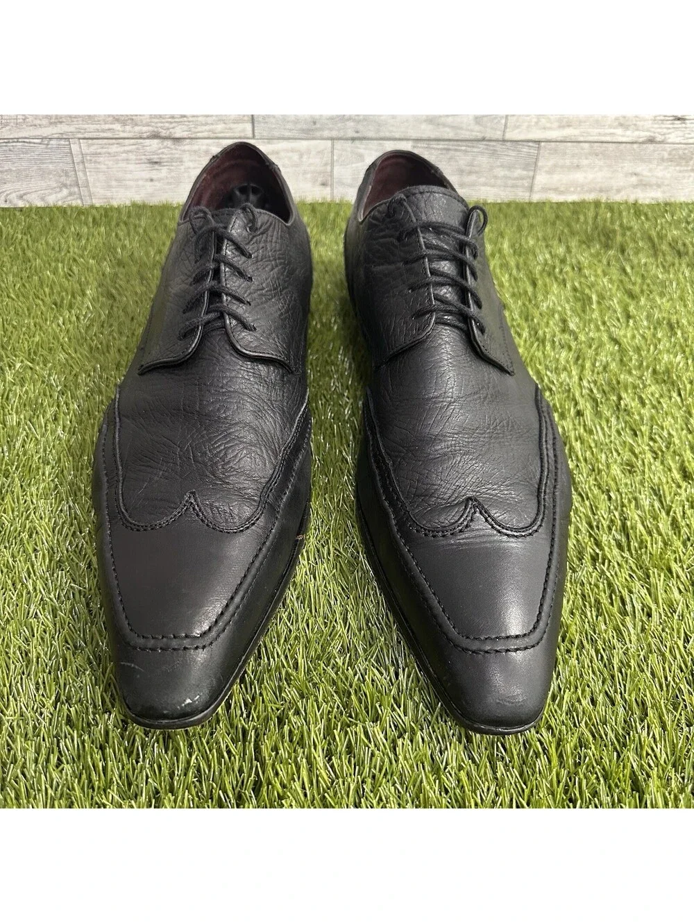 Dolce & Gabbana Dress Shoes Wing Tip Black Stitch Mens EU 46 US 12